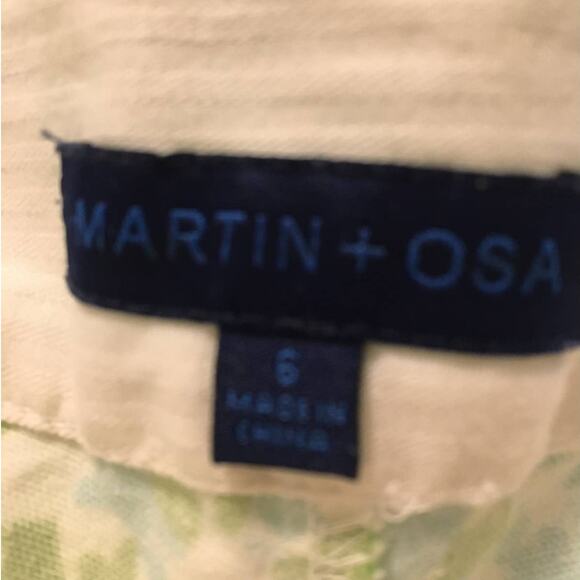 Martin & OSA Size Green & White Size 6 Short Shorts Zipper and Faux Belt Button - Picture 2 of 4